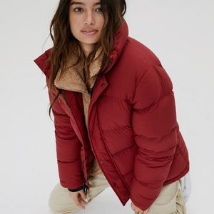 Aritzia TNA Super Puff in Matte Bicycle Red